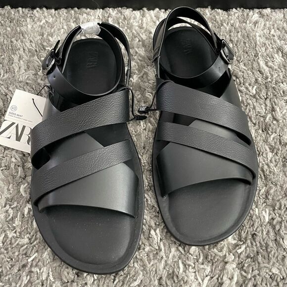 NWT Zara Men’s Buckled Strap Sandals - Picture 1 of 11